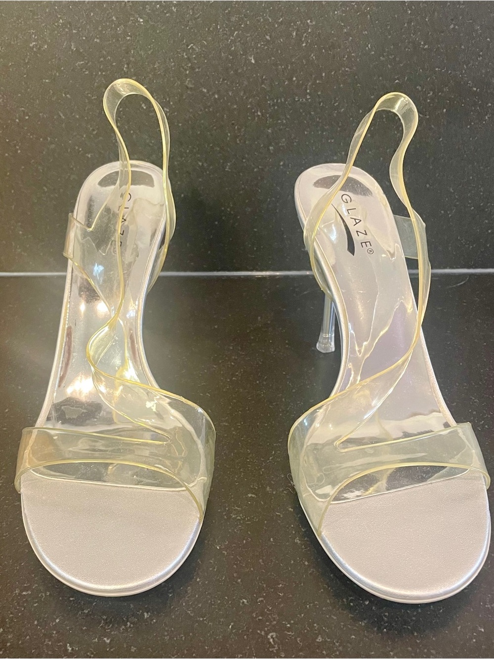 Glaze Clear PVC Slingback Heels